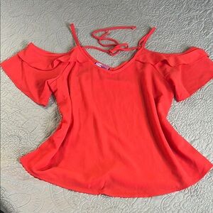 Women's Coral Cold Shoulder Top